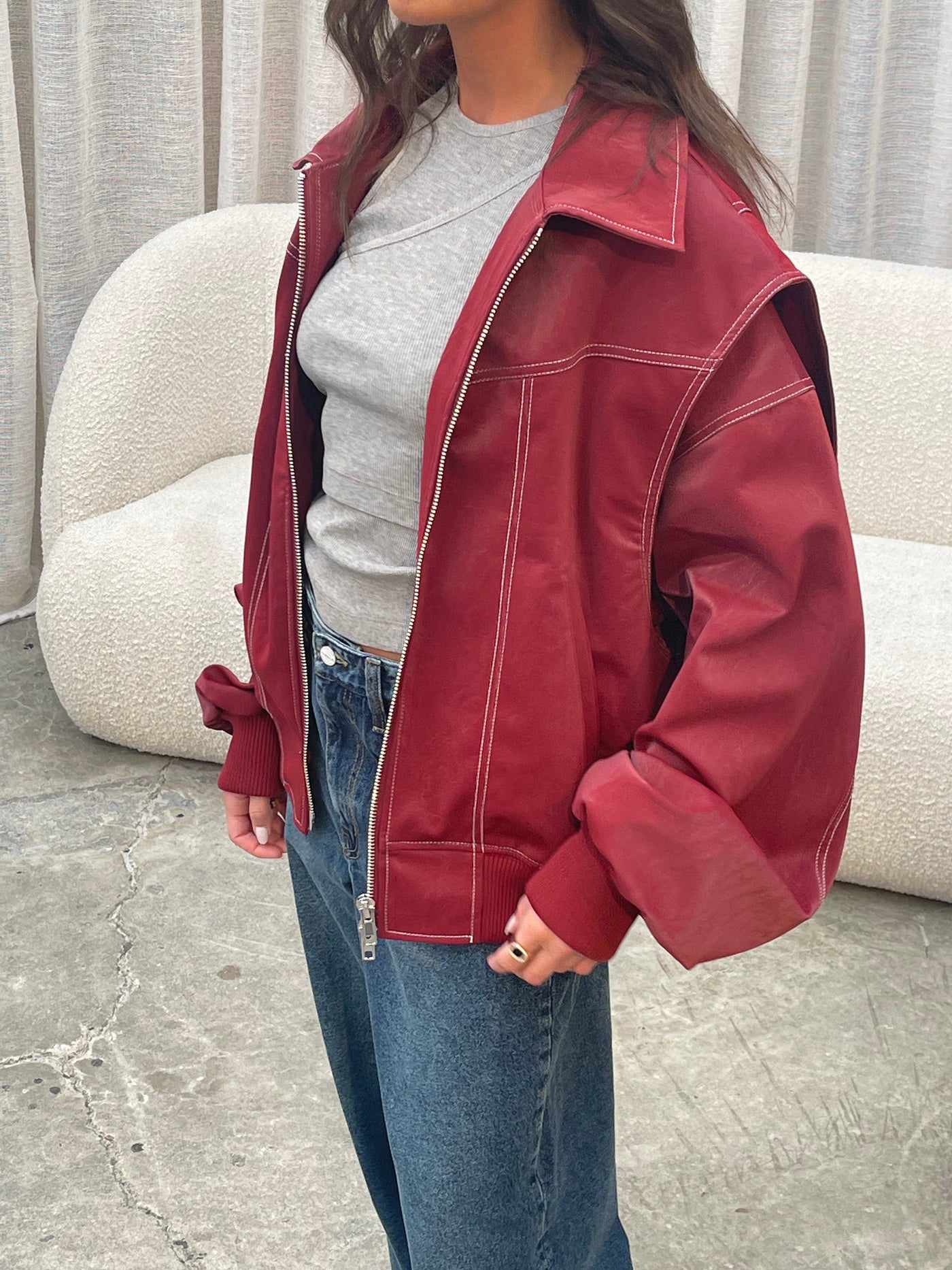Jade | Übergroße Kontrastnaht Jacke