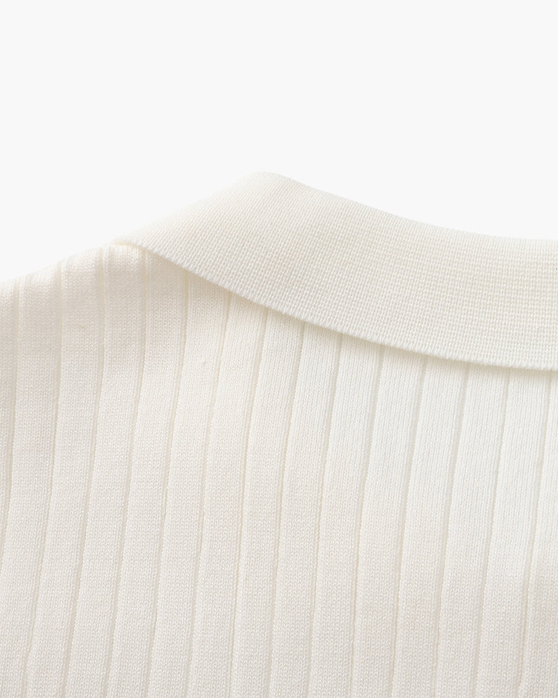 Christian | Herren Kurzarm Fein Rippenstrick Polo-Shirt