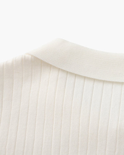 Christian | Herren Kurzarm Fein Rippenstrick Polo-Shirt