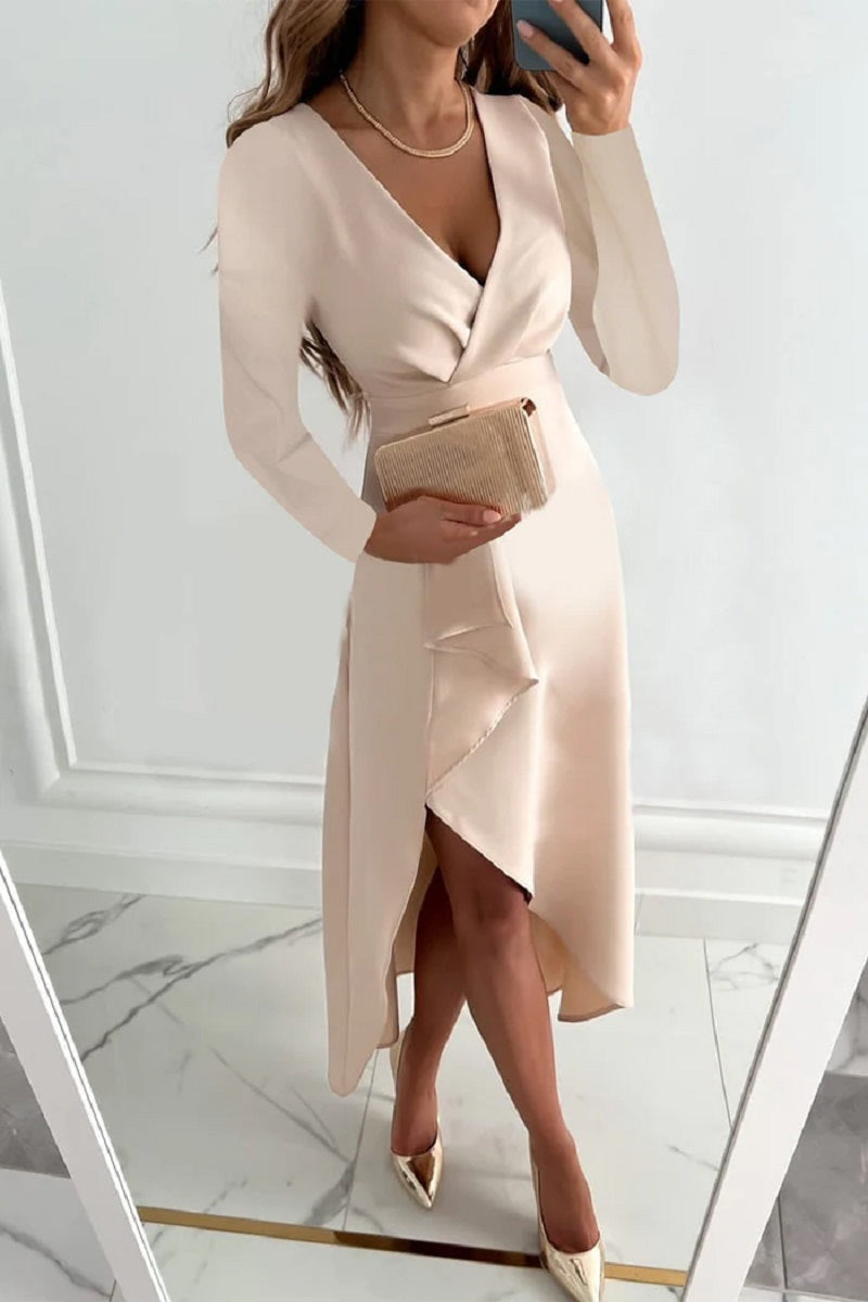 Dominique - Elegantes plissiertes einfarbiges Kleid