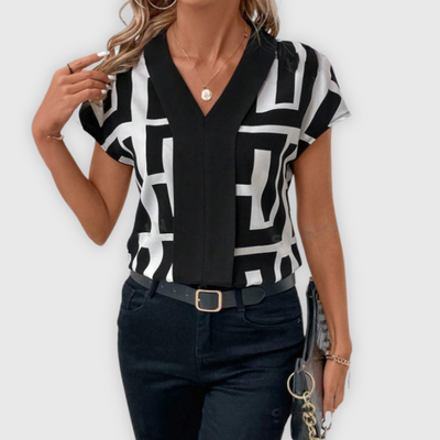 Elegante Damen Bluse V-Ausschnitt Business
