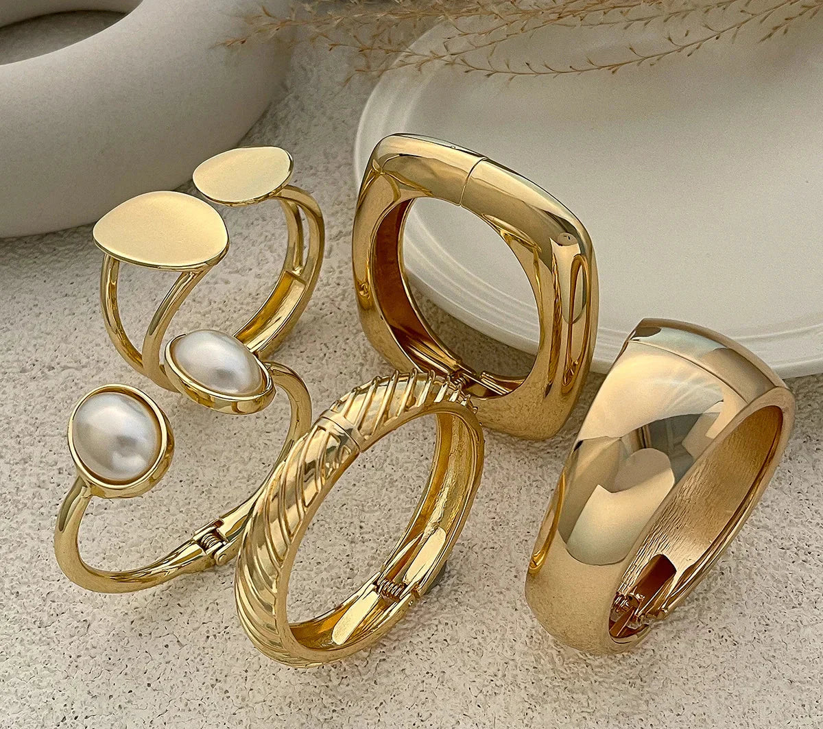 Vintage Chunky Damen Armreif Gold Modeschmuck