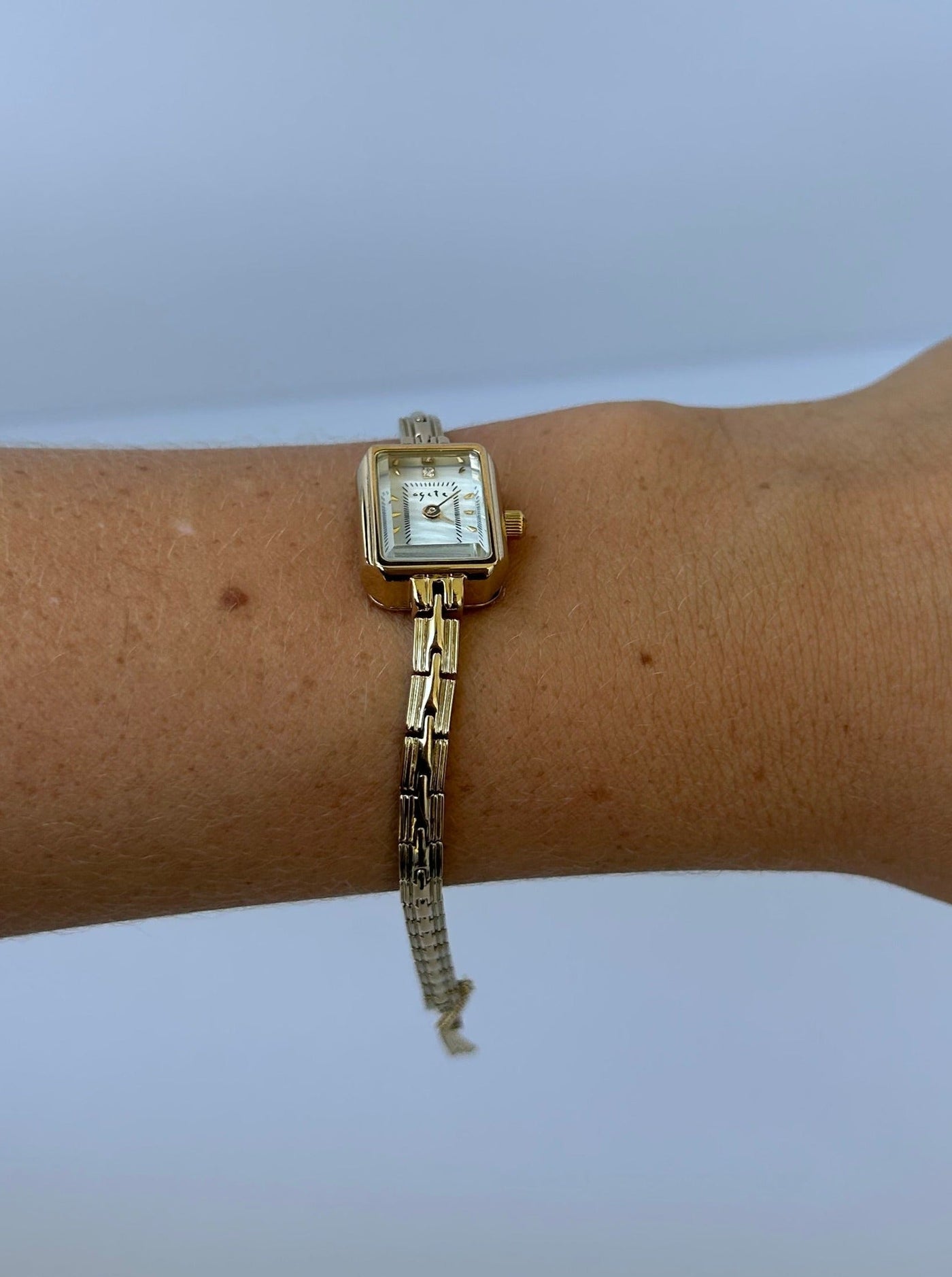 Vintage Rechteckige Gold Damen Armbanduhr