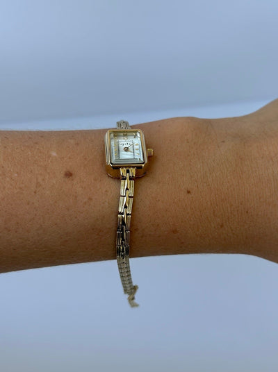 Vintage Rechteckige Gold Damen Armbanduhr