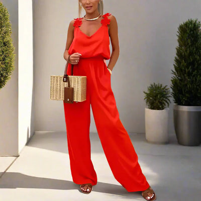 Sommerlicher Vintage Ärmellos Weites Bein Damen Jumpsuit
