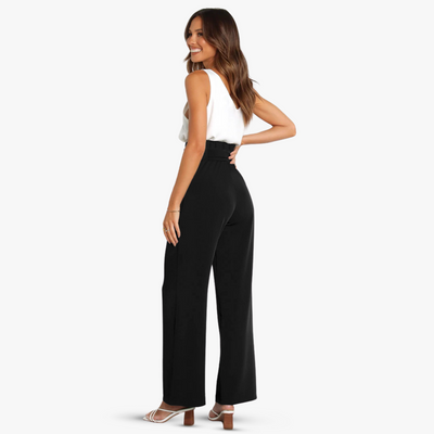 Weite Damen Stoffhose mit Bindegürtel