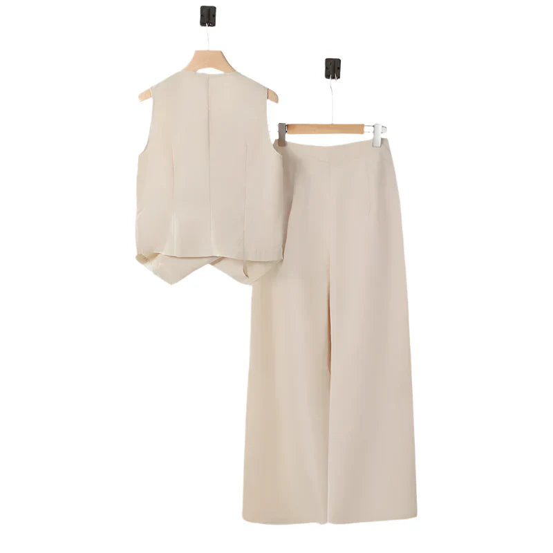 Elegantes Vintage Damen Zweiteiler Set mit weitem Bein