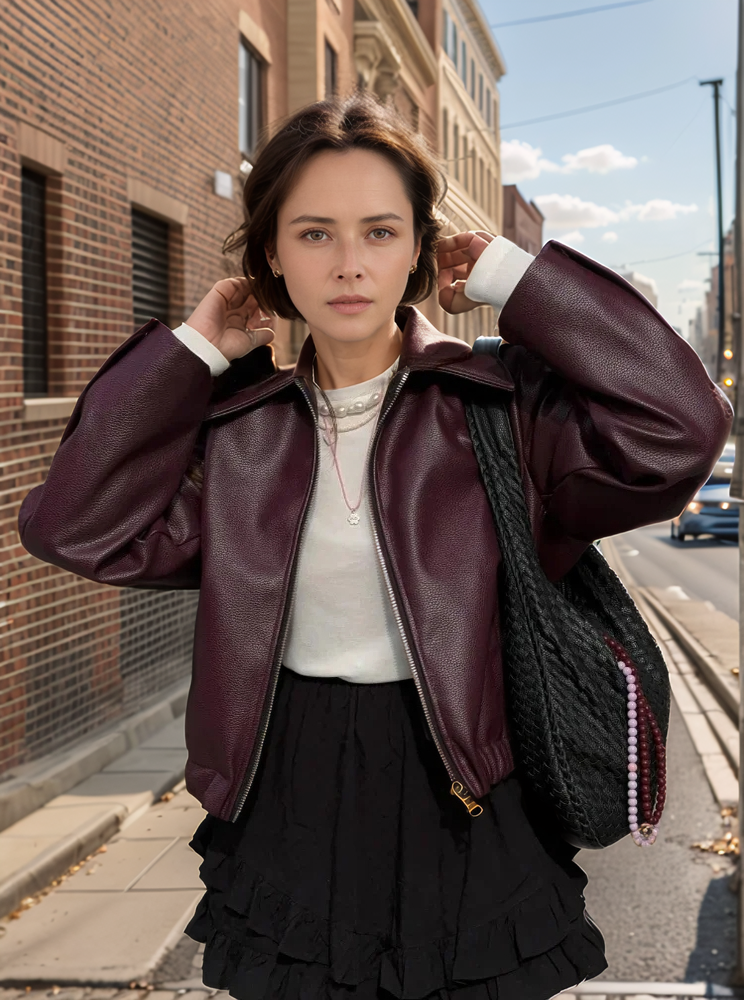 Rihan | Motorradjacke aus Leder – Langarm-Reißverschluss