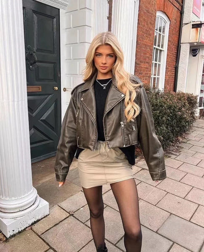 Jenne | Übergroße Kunstlederjacke