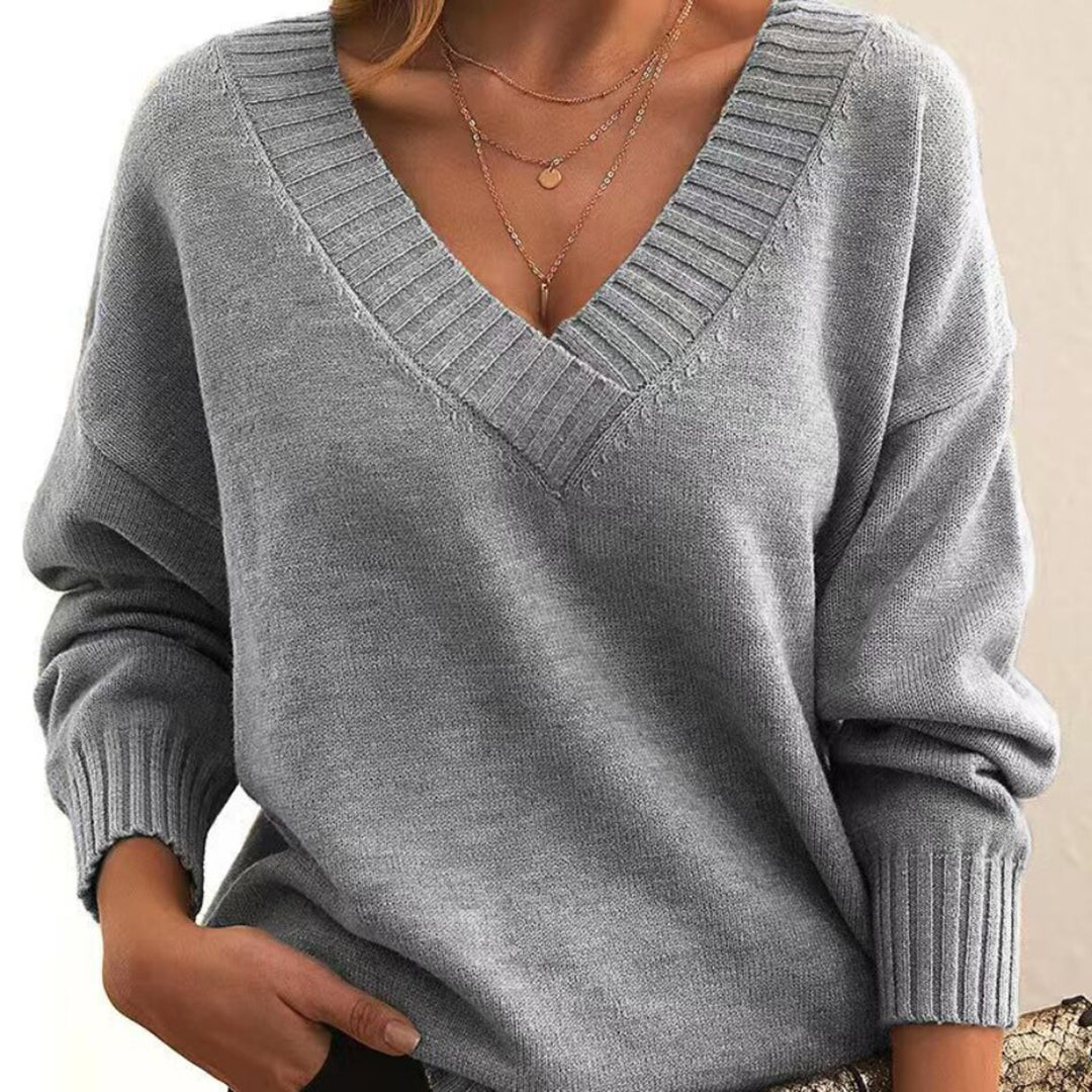 Joelle | Lässiger Pullover mit V-Ausschnitt