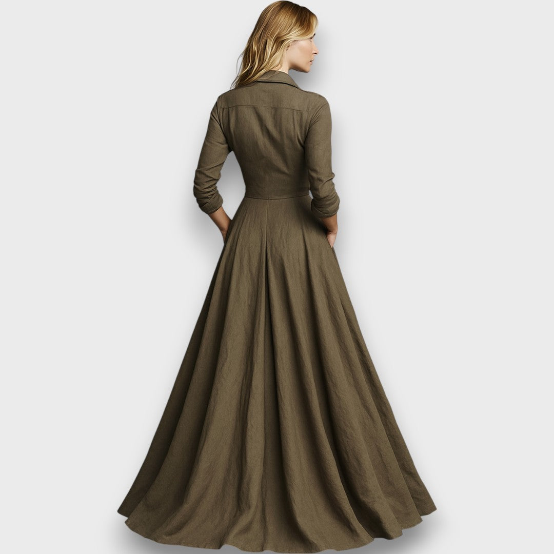 Solenne – Vintage-Maxikleid aus Baumwolle und Leinen