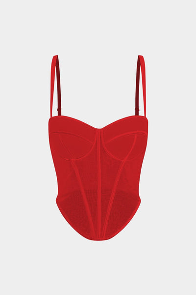 Cecilia | Elegantes Mesh-Korsett-Top mit Kontrastpaspeln