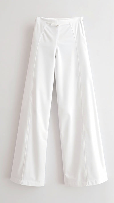 Weiße Baggy-Hose Brooke mit mittelhohem Bund