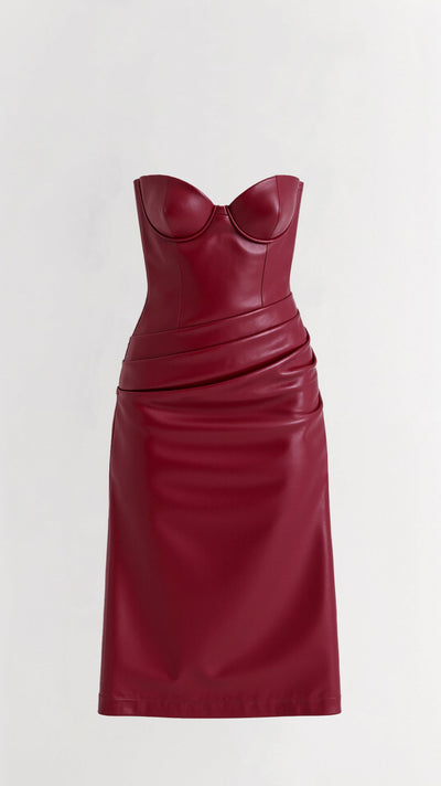 Elara Midikleid aus veganem Leder