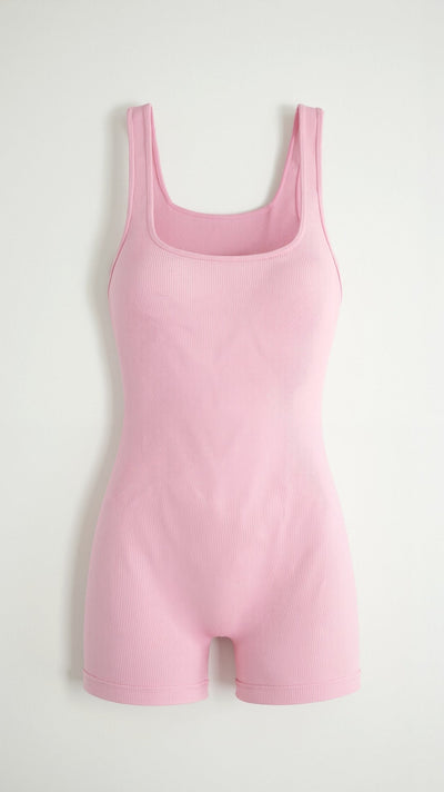 Gerippter Bodysuit mit eckigem Ausschnitt und Slip