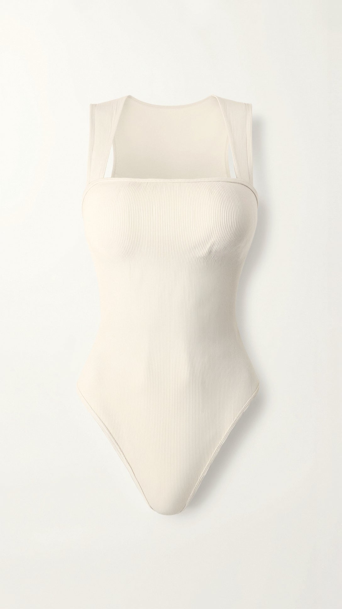 Gerippter Body mit eckigem Ausschnitt