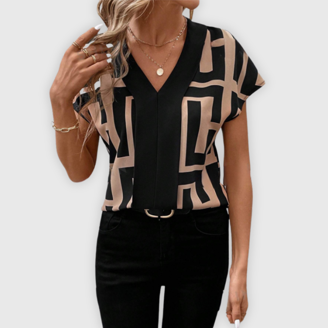 Elegante Damen Bluse V-Ausschnitt Business