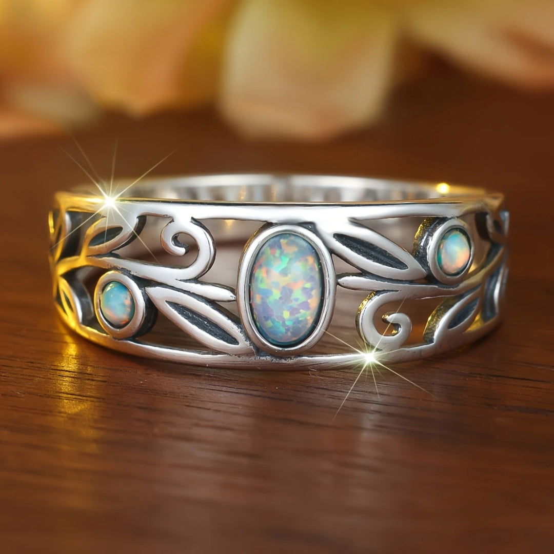 Funkelnder Opal Silberring