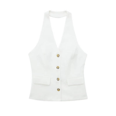 Elegantes Damen Neckholder Set Rückenfrei Slim-Fit Hose