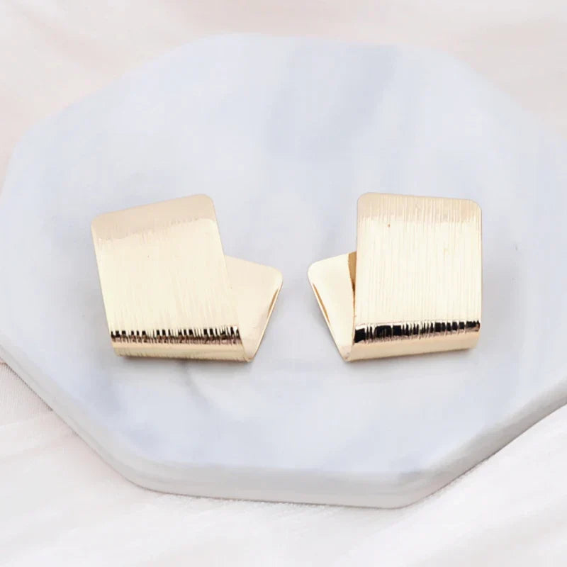 Asymmetrische Minimalistisch Eckige Damen Ohrstecker