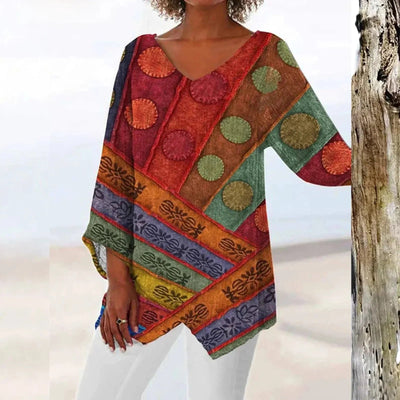 Nadine | Trendiges Langarm Top mit V Ausschnitt