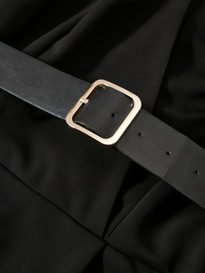 Natalia | Schwarzes Midi Kleid mit Gürtel