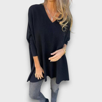 Leona – Locker gestrickte Tunika mit V-Ausschnitt