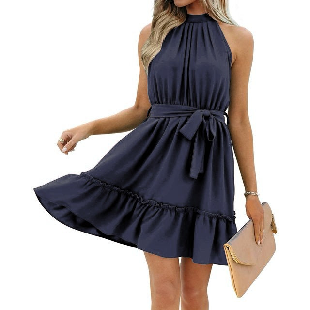 Elegantes Rundhalsausschnitt-Halterkleid - Sommerlicher Style