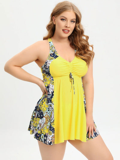 Valerie® | Plus Size Badeanzugkleid mit V-Ausschnitt und gekreuzten Trägern