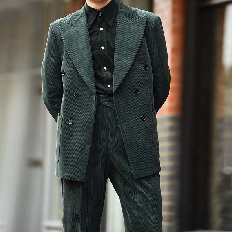 Herren eleganter Cord-Blazer mit doppelter Knopfleiste und praktischen Taschen Aliams