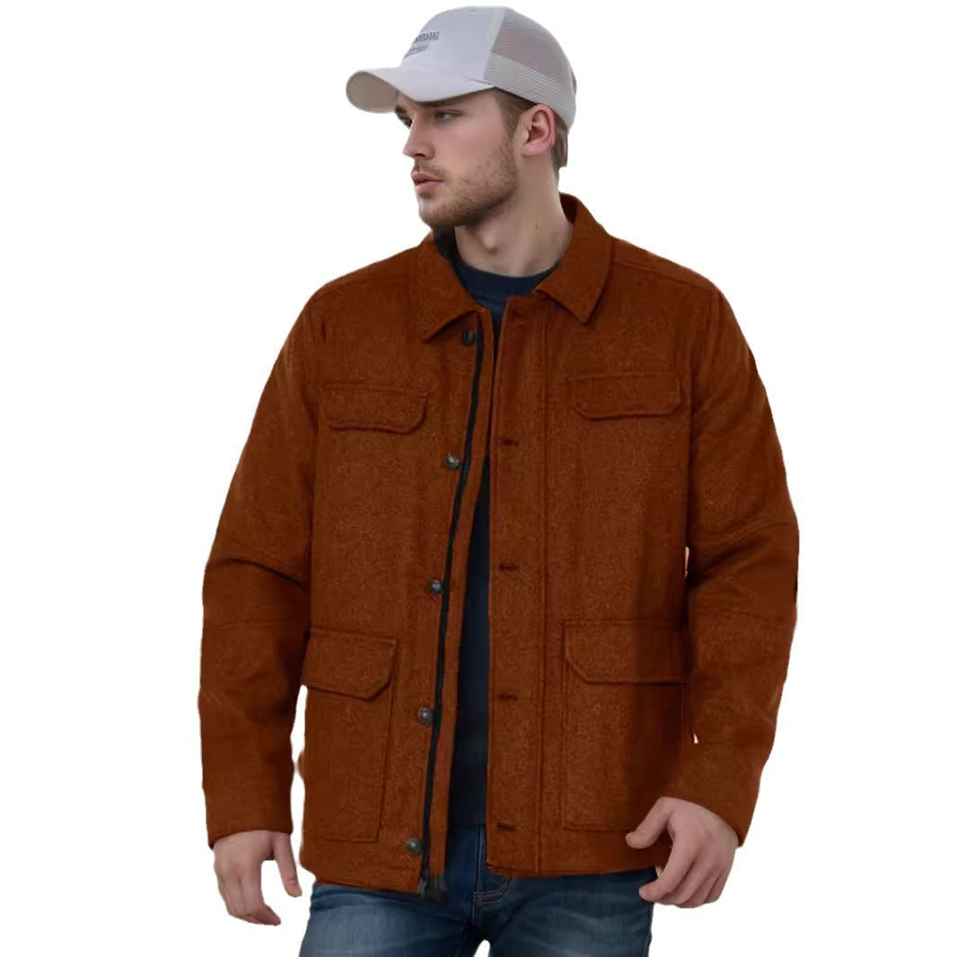 Herren lässige Wolljacke mit praktischen Brusttaschen Aliams