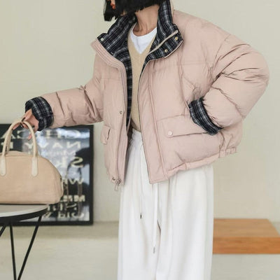 Venus | Kurze Daunenjacke Mit Karofutter