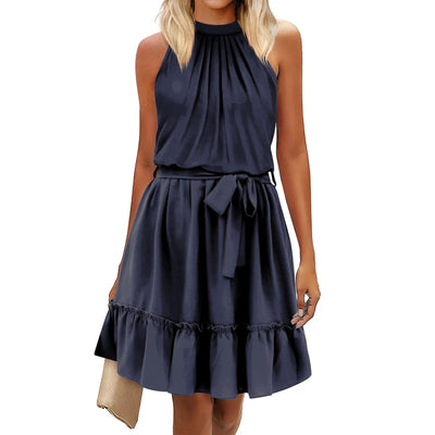 Elegantes Rundhalsausschnitt-Halterkleid - Sommerlicher Style