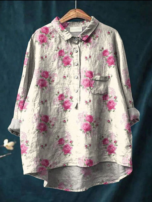 Klassische Bluse für Damen mit Blumenmuster – Arwen