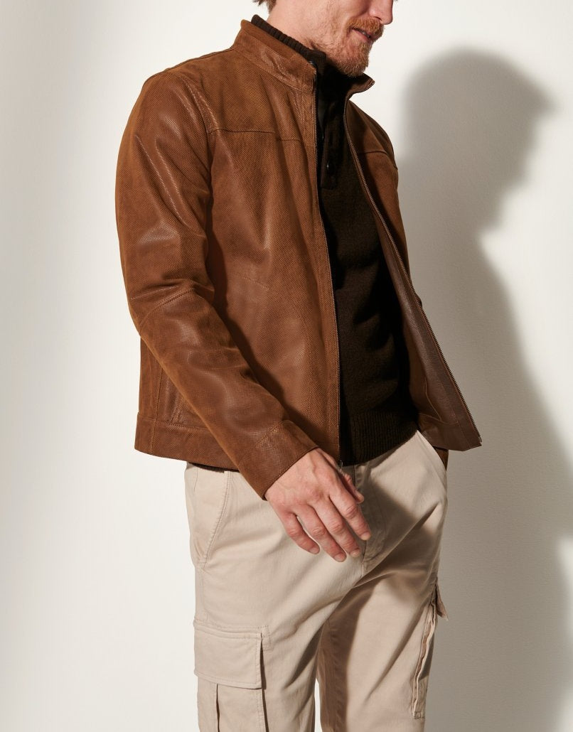 Herren elegante Lederjacke mit strukturiertem Design Aliams