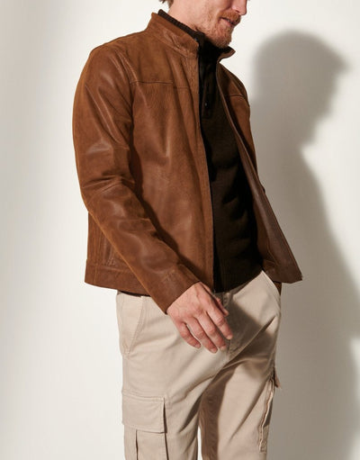 Herren elegante Lederjacke mit strukturiertem Design Aliams