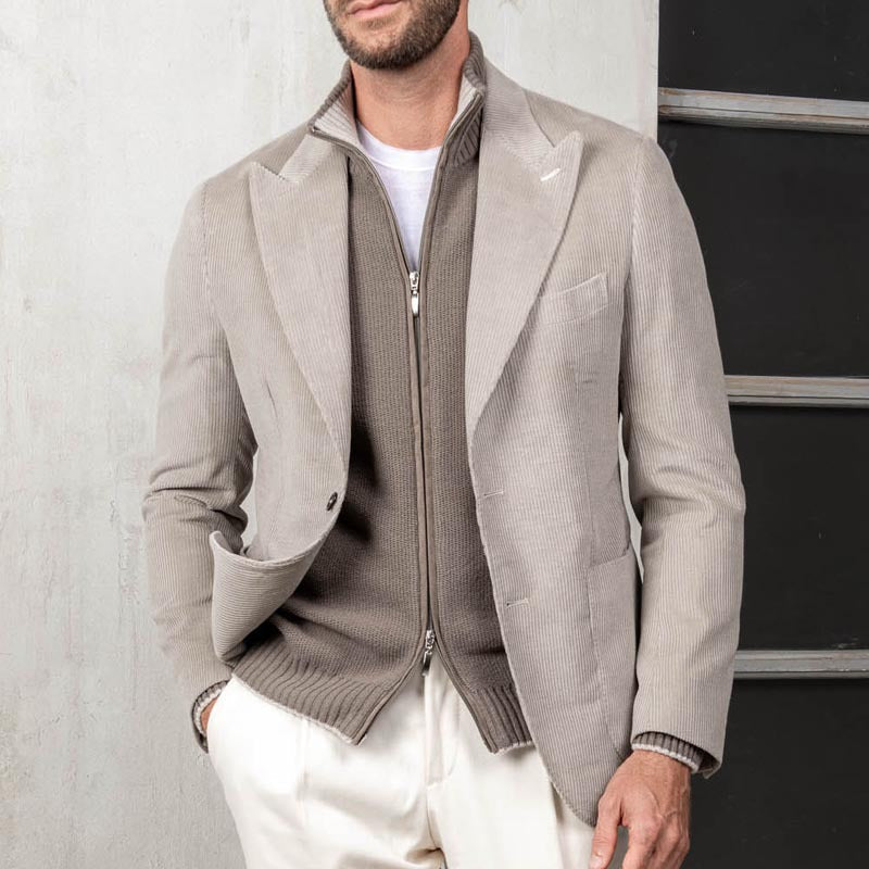 Herren eleganter Cord-Blazer mit integriertem Strickpullover Aliams