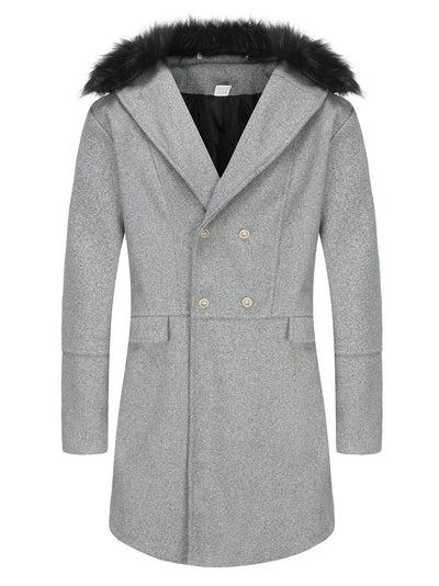 Herren eleganter Langmantel mit Teddyfellkragen Aliams