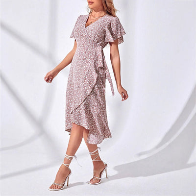 Florales Wickelkleid mit V-Ausschnitt für Frauen - leichtes & stilvolles Sommer-Outfit
