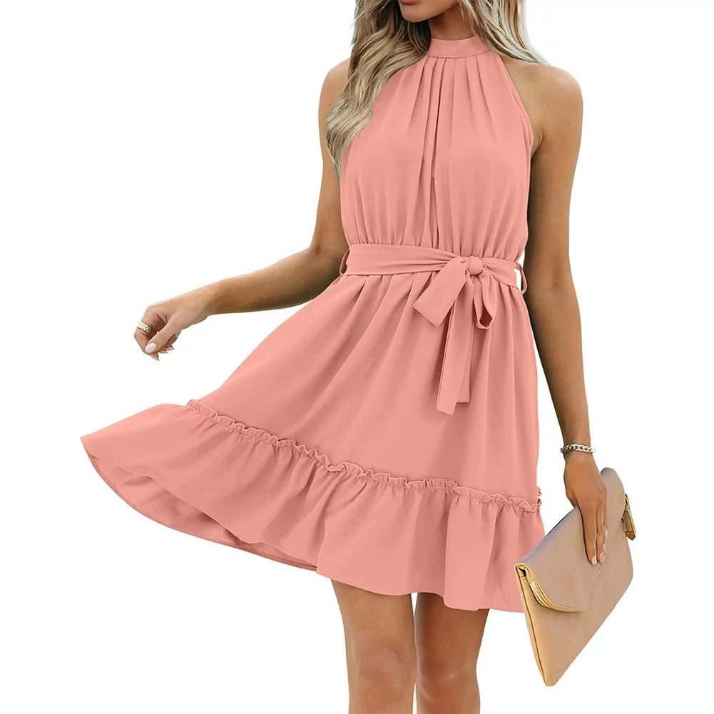 Elegantes Rundhalsausschnitt-Halterkleid - Sommerlicher Style