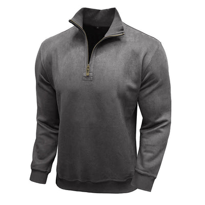 Herren pflegeleichter Fleece-Pullover mit Stehkragen Aliams