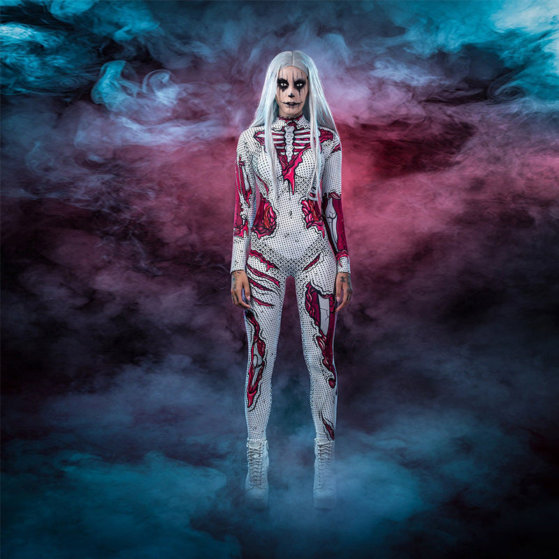 Langärmeliger Skelett Druck Halloween Kostum