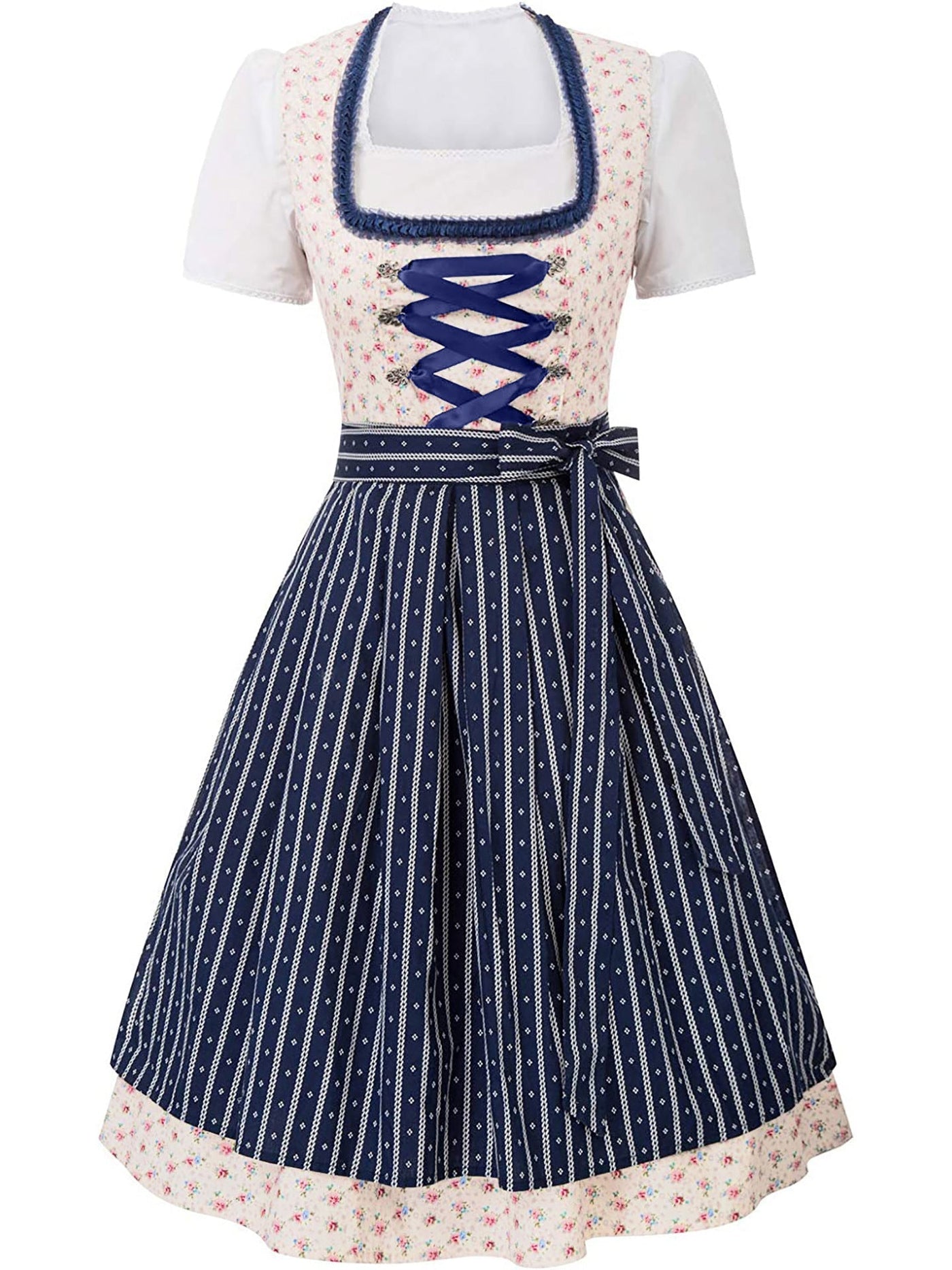 Damen Elegante Midi Oktoberfest Dirndl Kleid