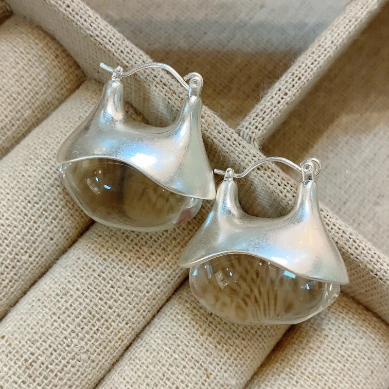 Vintage Damen Ohrringe Gold Silber Tropfen Hoop Design