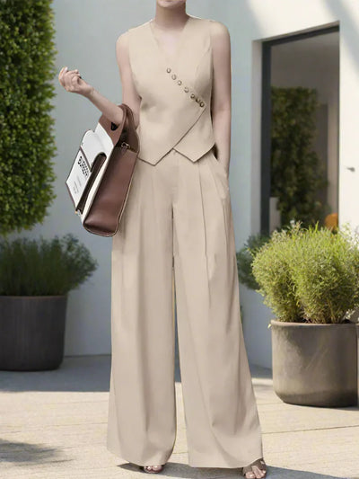 Elegantes Vintage Damen Zweiteiler Set mit weitem Bein