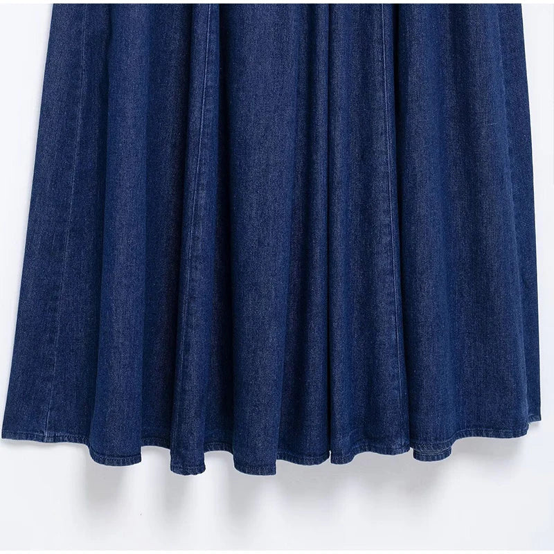 Trägerloses Elegantes Damen Jeanskleid Midi Slim Fit Vintage