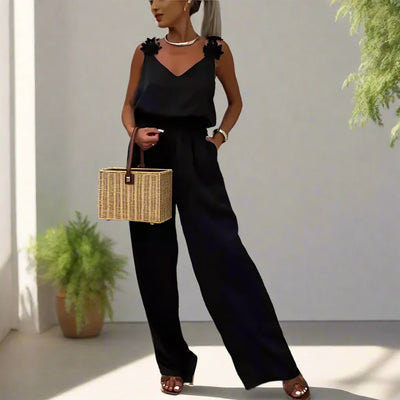 Sommerlicher Vintage Ärmellos Weites Bein Damen Jumpsuit