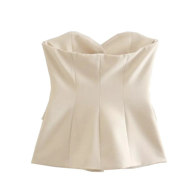 Elegantes Schulterfreies Damen Hosenanzug Set Vintage