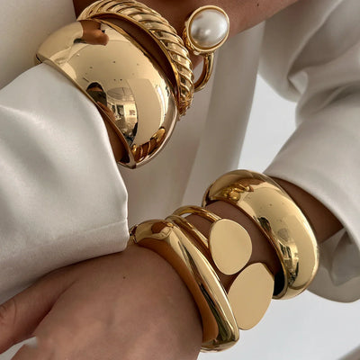 Vintage Chunky Damen Armreif Gold Modeschmuck