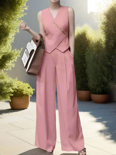 Elegantes Vintage Damen Zweiteiler Set mit weitem Bein